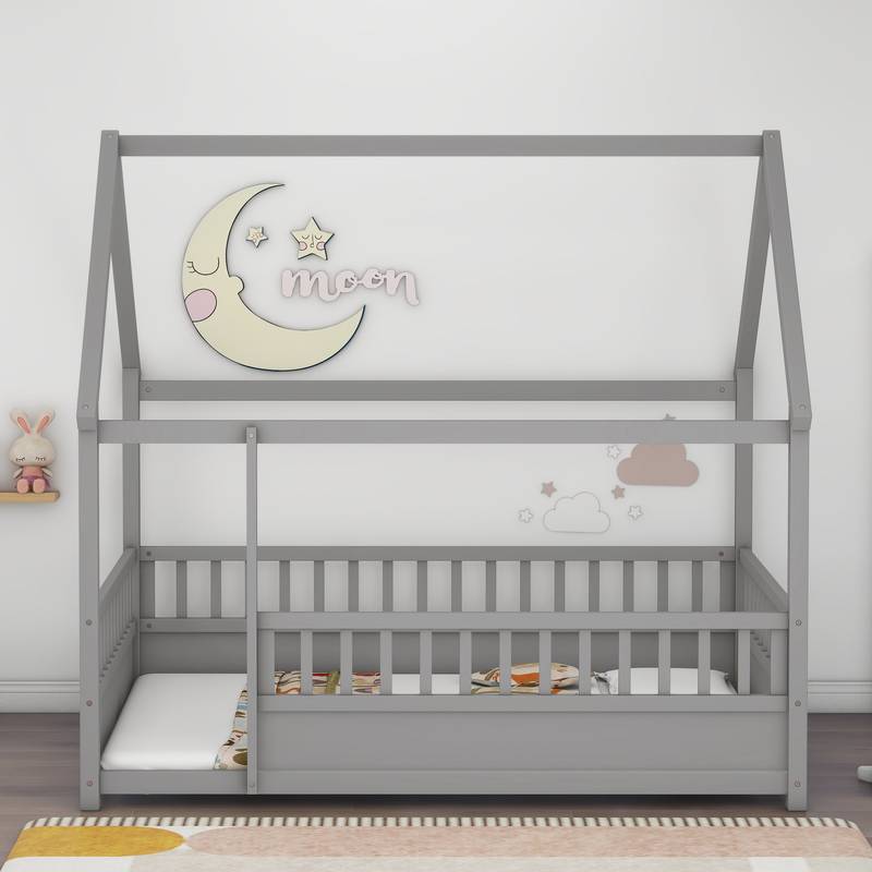 Playful Wooden House Bed for Kids