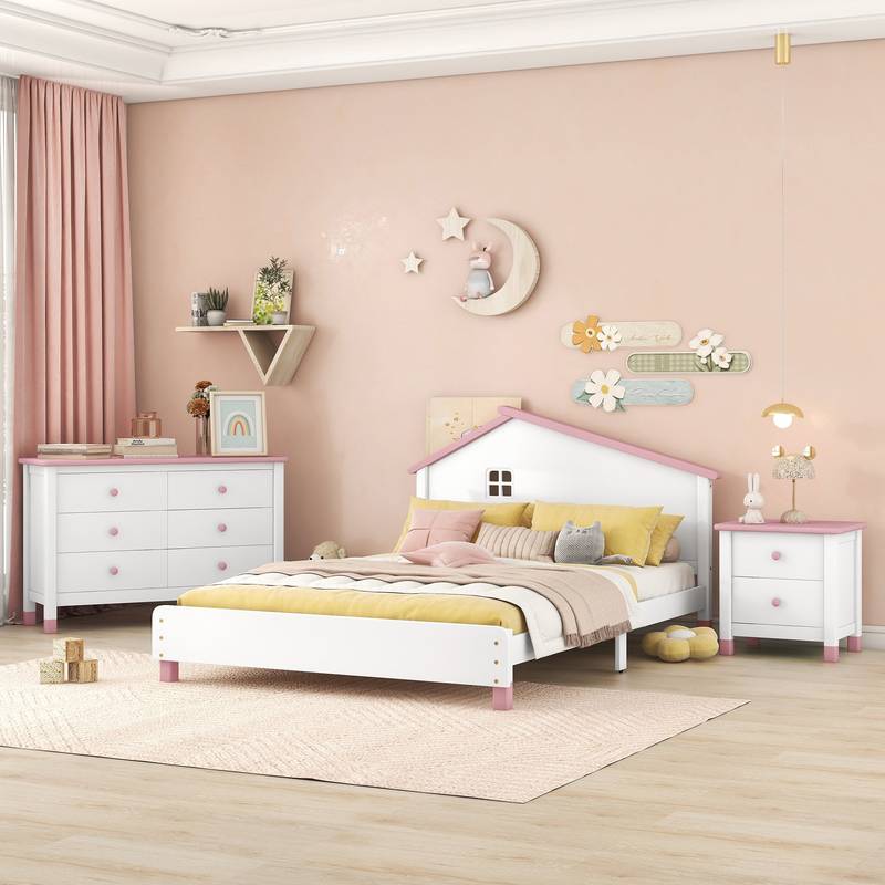 Charming White & Pink Bedroom Set