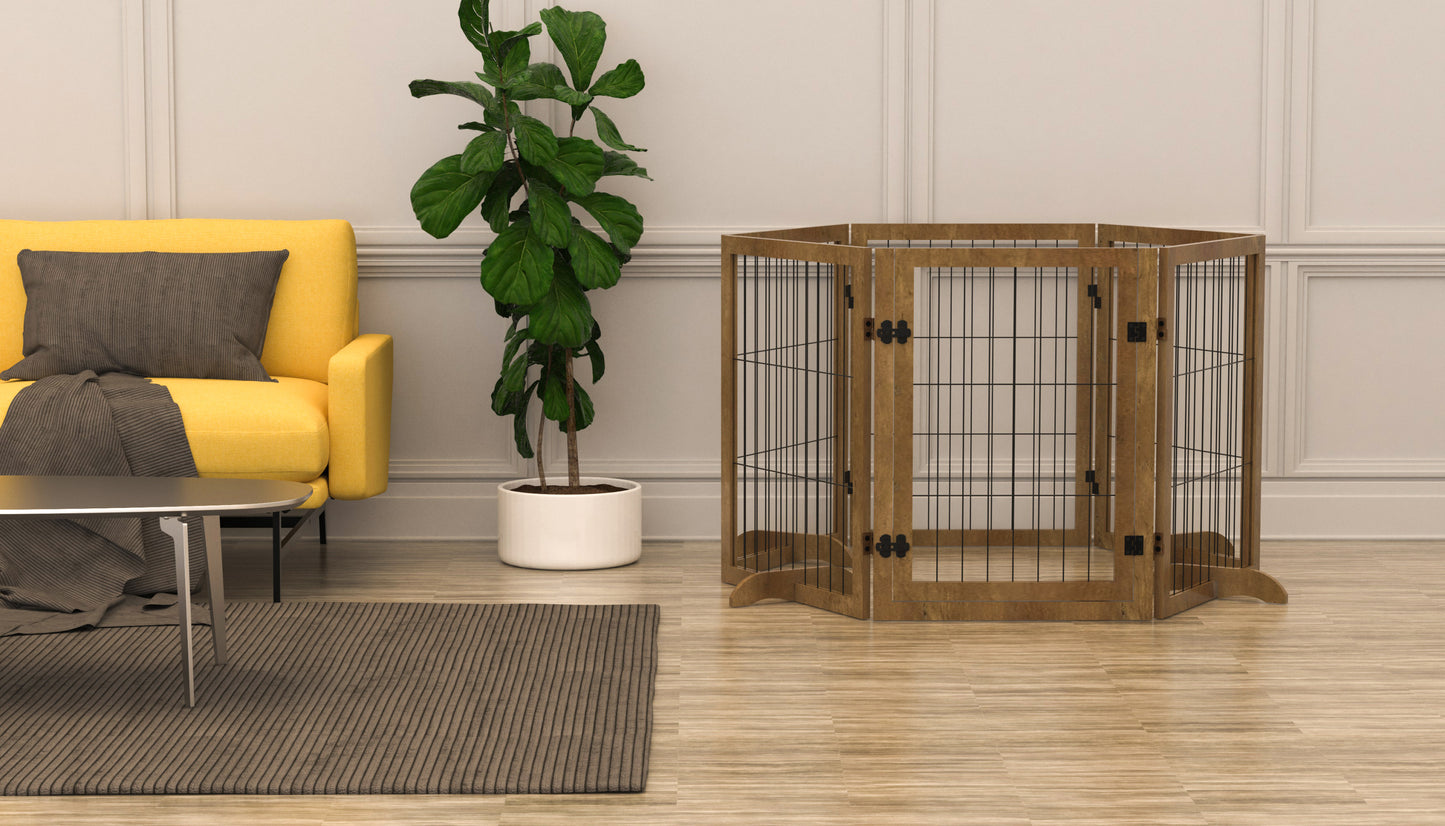 Flexible Dog Gate & Fence with Door - Stylish Indoor Barrier