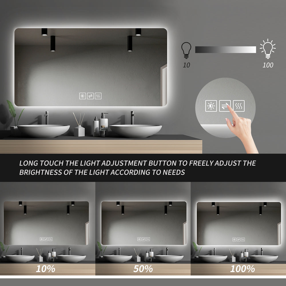 Glow & Go Bathroom Mirror: Dual LED Light, Anti-Fog Magic, Dimmable Delight!