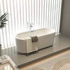 Elegant Pleated Freestanding Bathtub - Spacious & Stylish in Gloss White