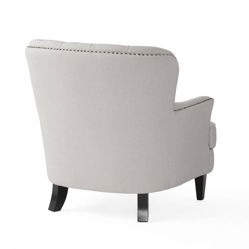 Chic Light Grey Club Chair and Ottoman Set