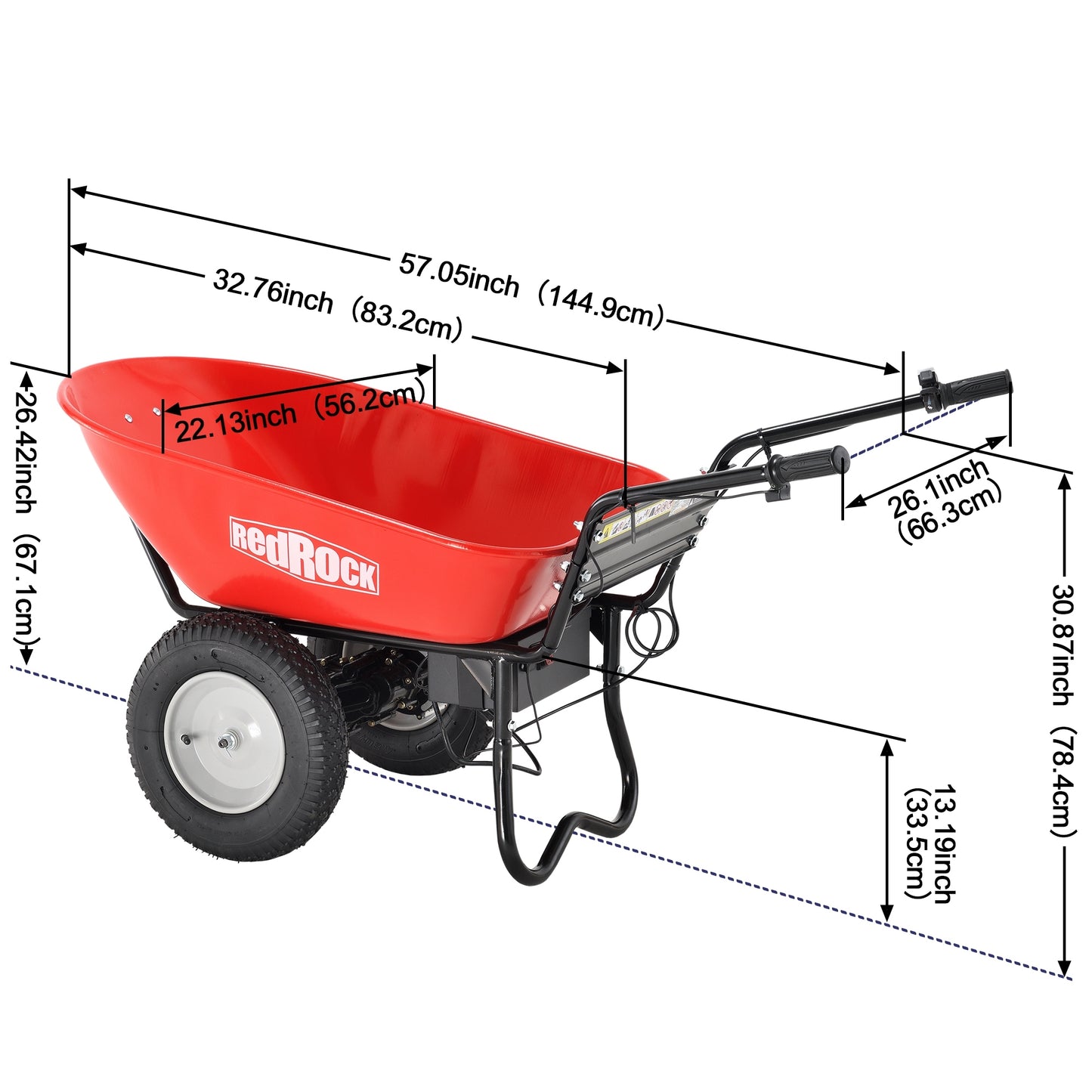 PowerHauler Electric Wheelbarrow - Max Capacity Debris Dump Cart