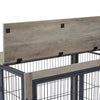 Chic Mobile Dog Crate Table with Double Doors and Lift Top in Grey