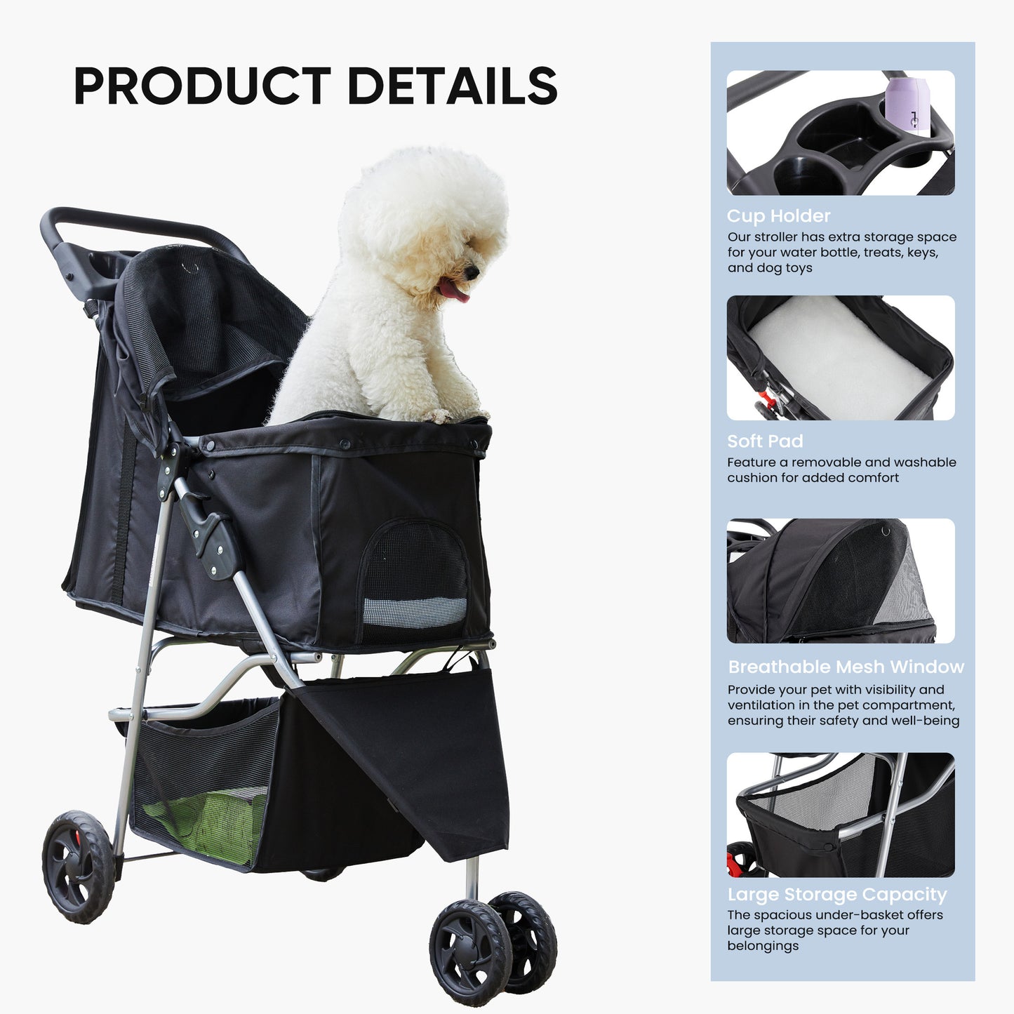 Pawtastic Pet Stroller: Foldable, Lightweight & Ready for Adventure!