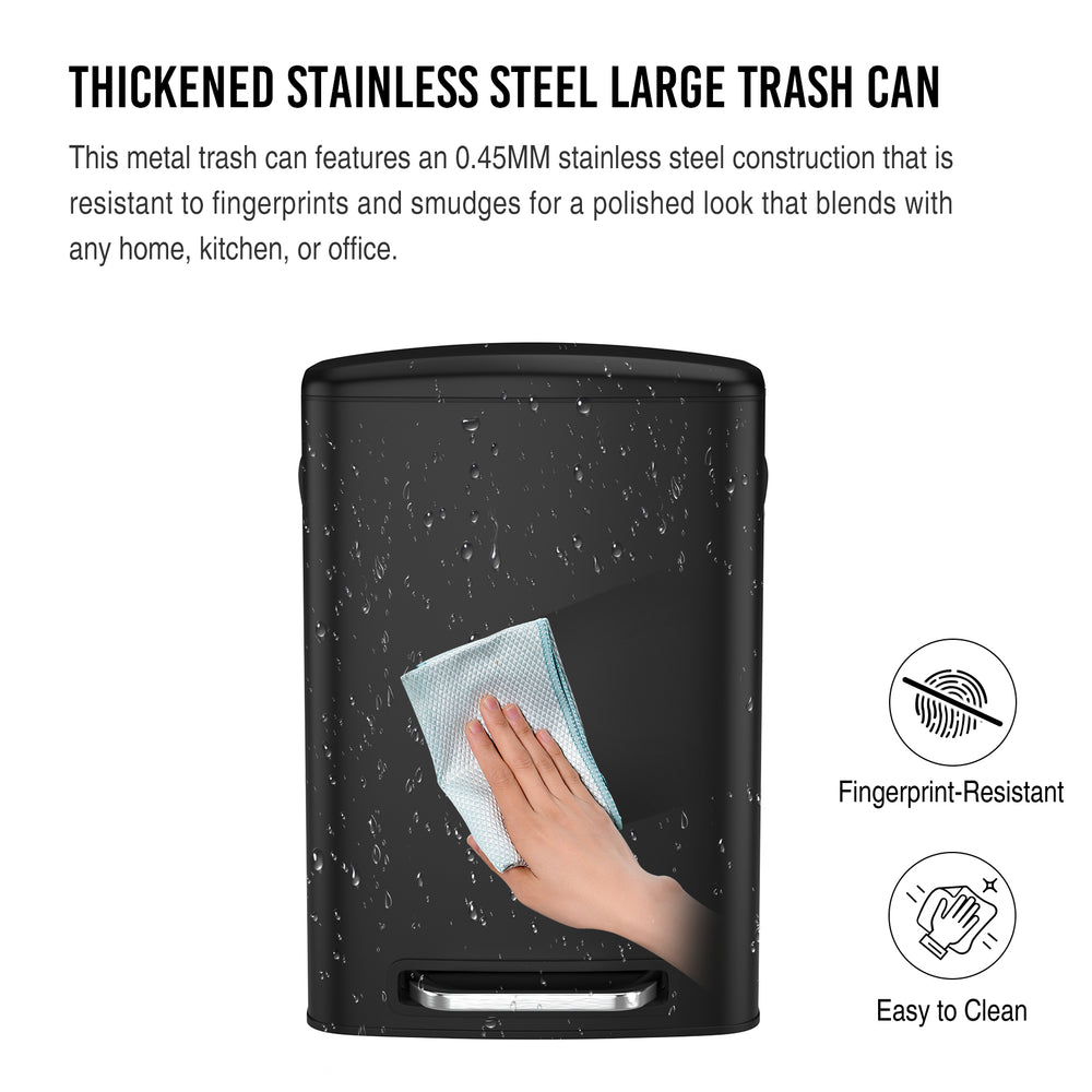 Sleek Step Can with Soft Close & Free Bags - Black Stainless Steel