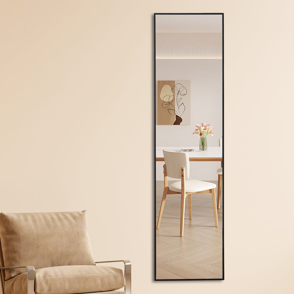 Elegant Full-Length Black Wood Mirror