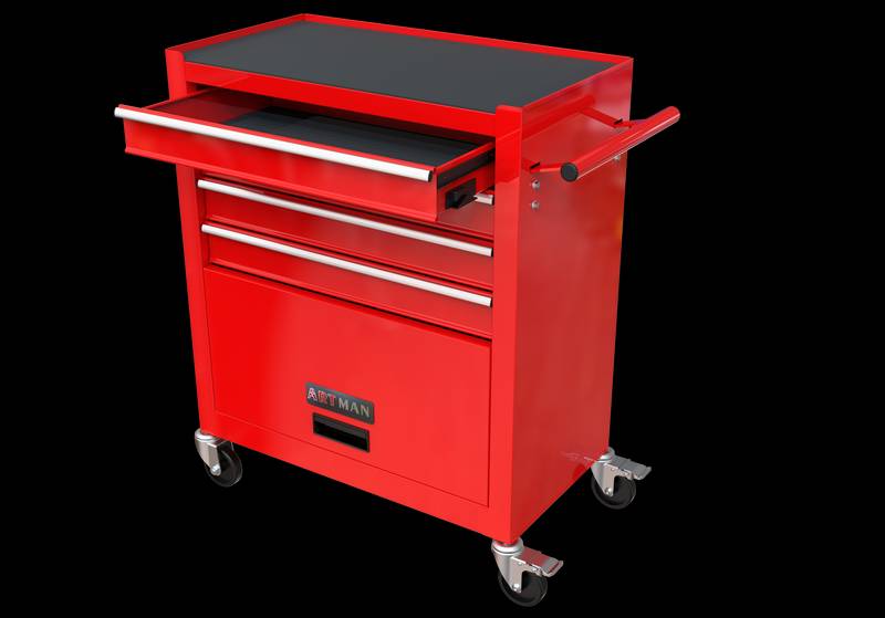 Red Tool Cabinet with Four Drawers and Sets