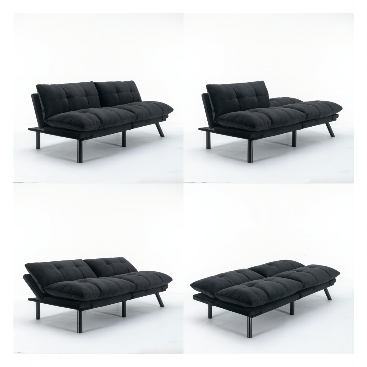 Sleek Black Convertible Sofa Bed