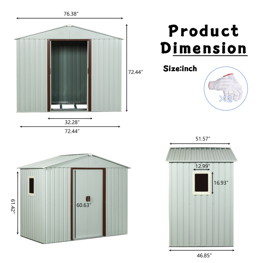 Outdoor White Metal Storage Shed with Window