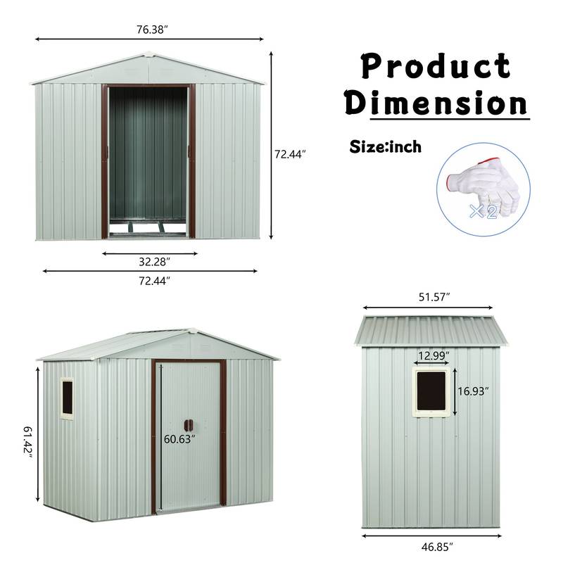 Outdoor White Metal Storage Shed with Window