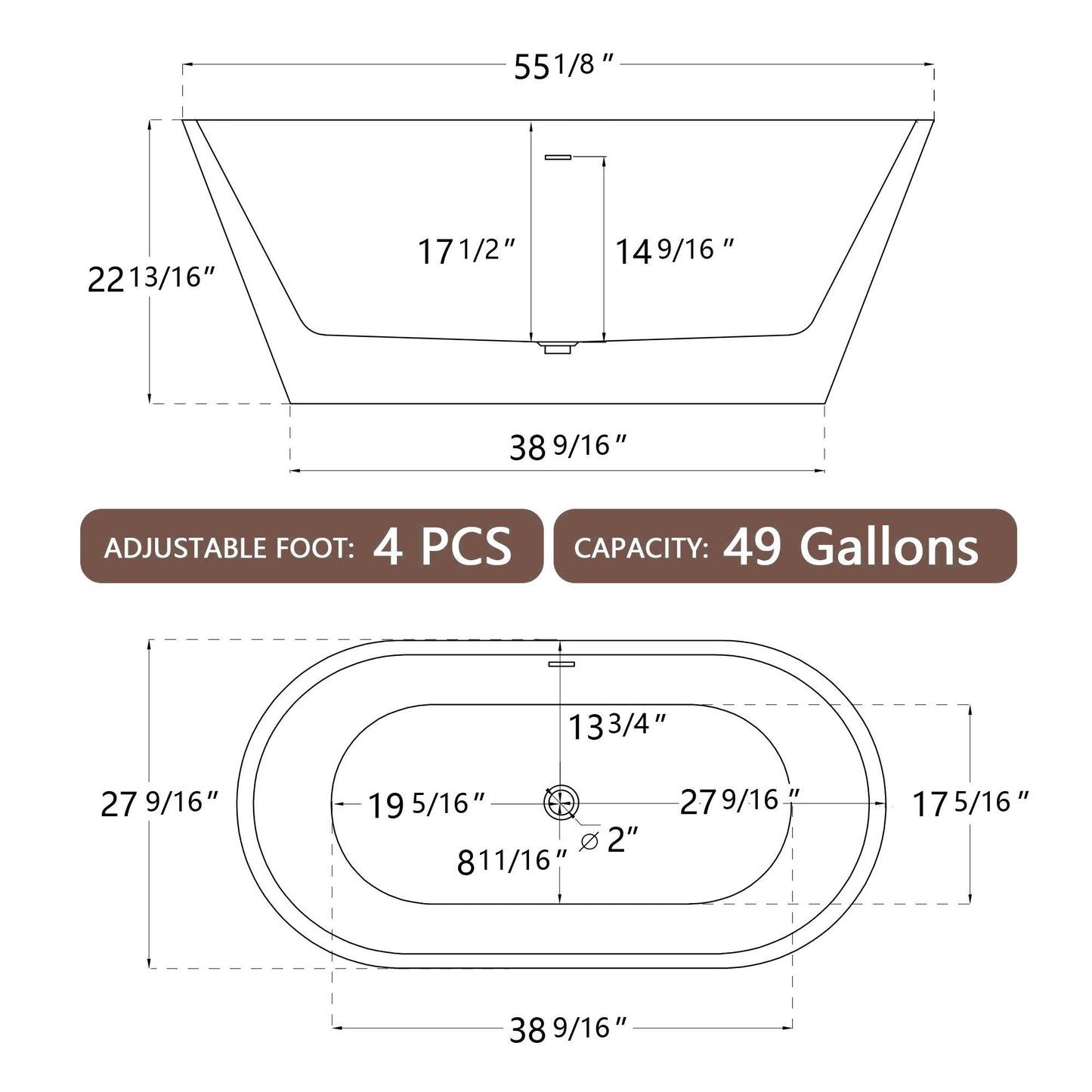 Classic Oval Freestanding Soaking Tub - Luxurious White Design