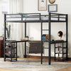 Chic Loft Bed with Desk & Shelves