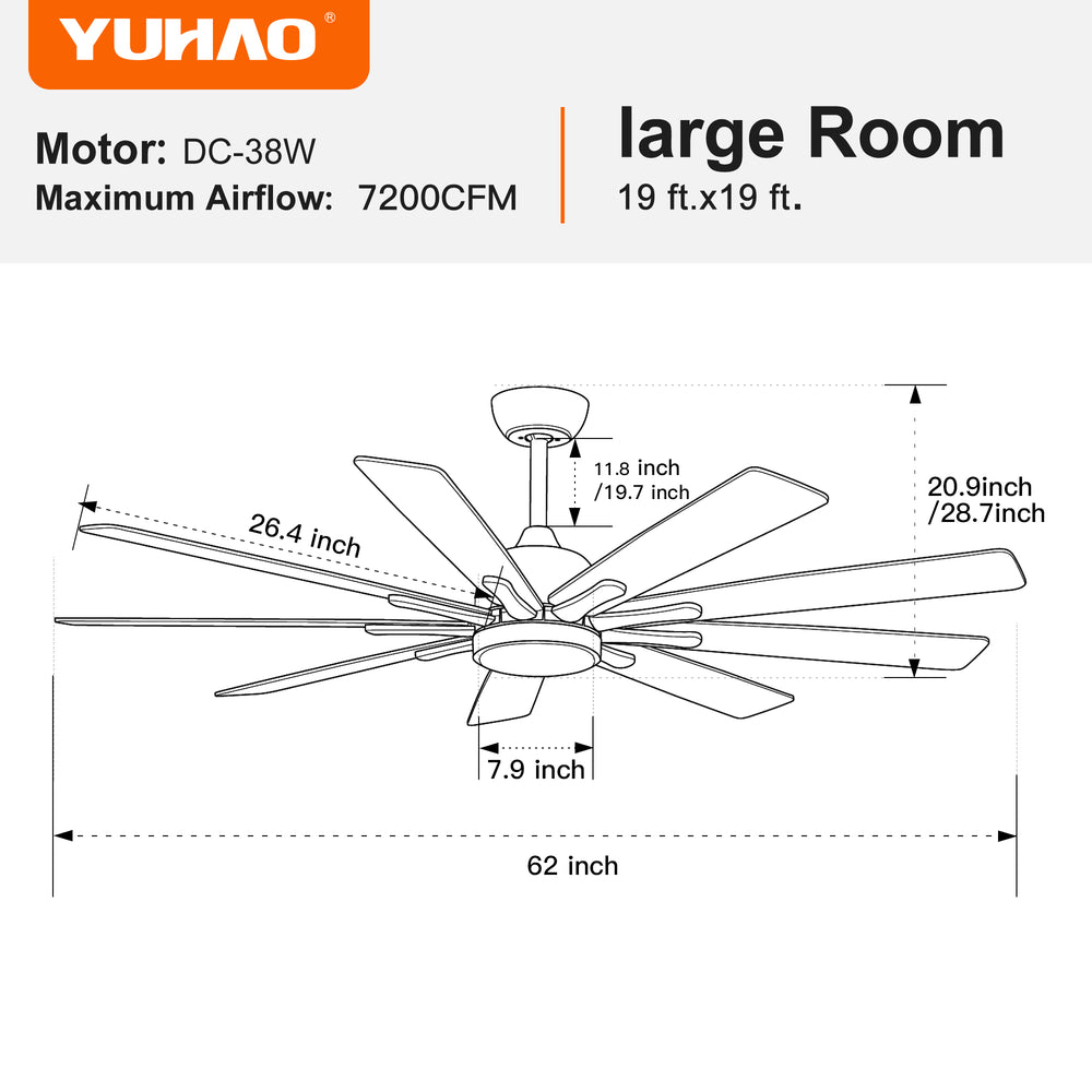 Smart Black Farmhouse Ceiling Fan with Remote