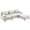 Cozy L-Shaped Sectional Sofa with Ottoman - Plush Beige Comfort for Your Living Room