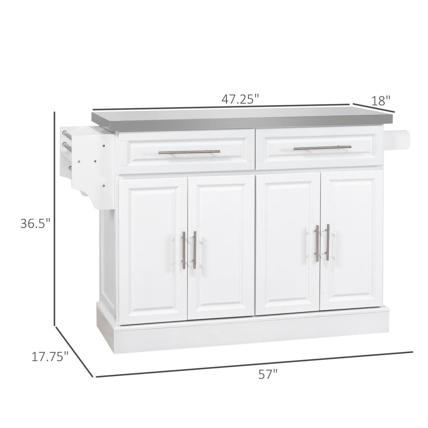 Charming Kitchen Cart with Storage and Stainless Steel Top