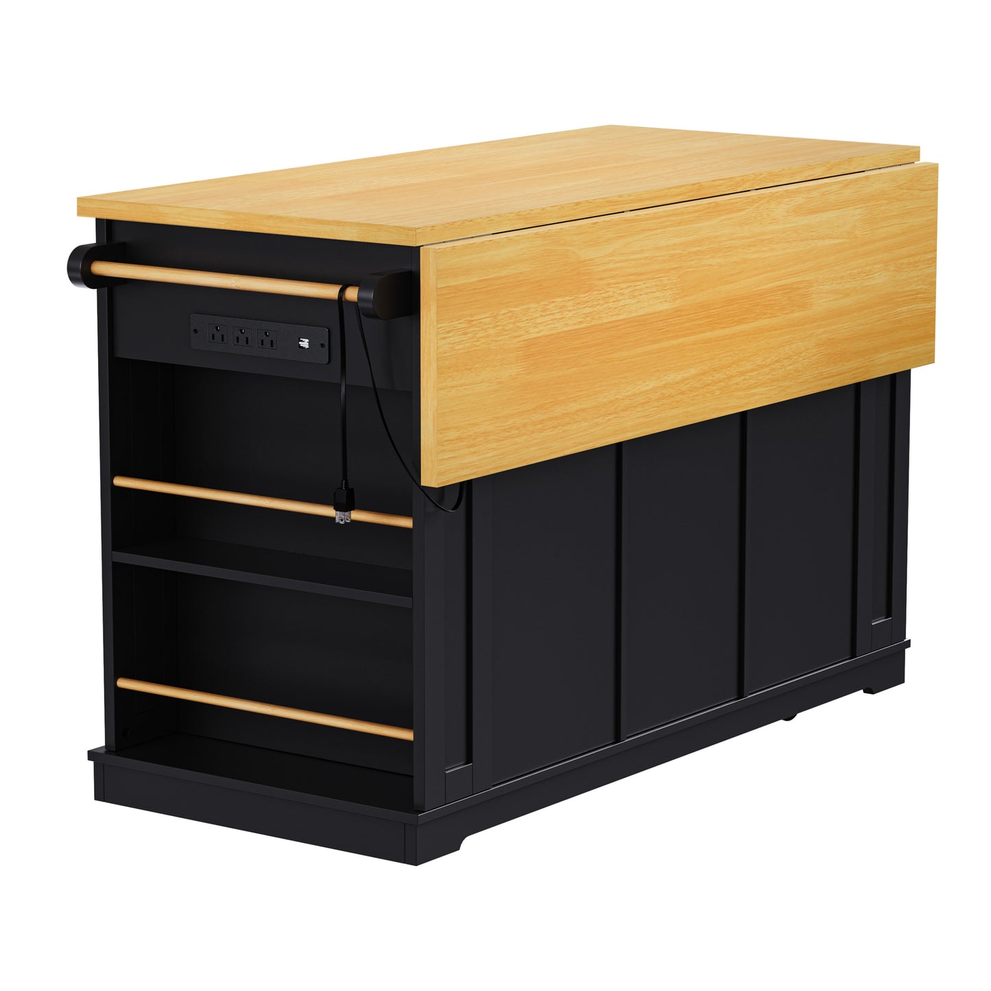 Multi-Functional Rolling Kitchen Island with Drop Leaf & Storage