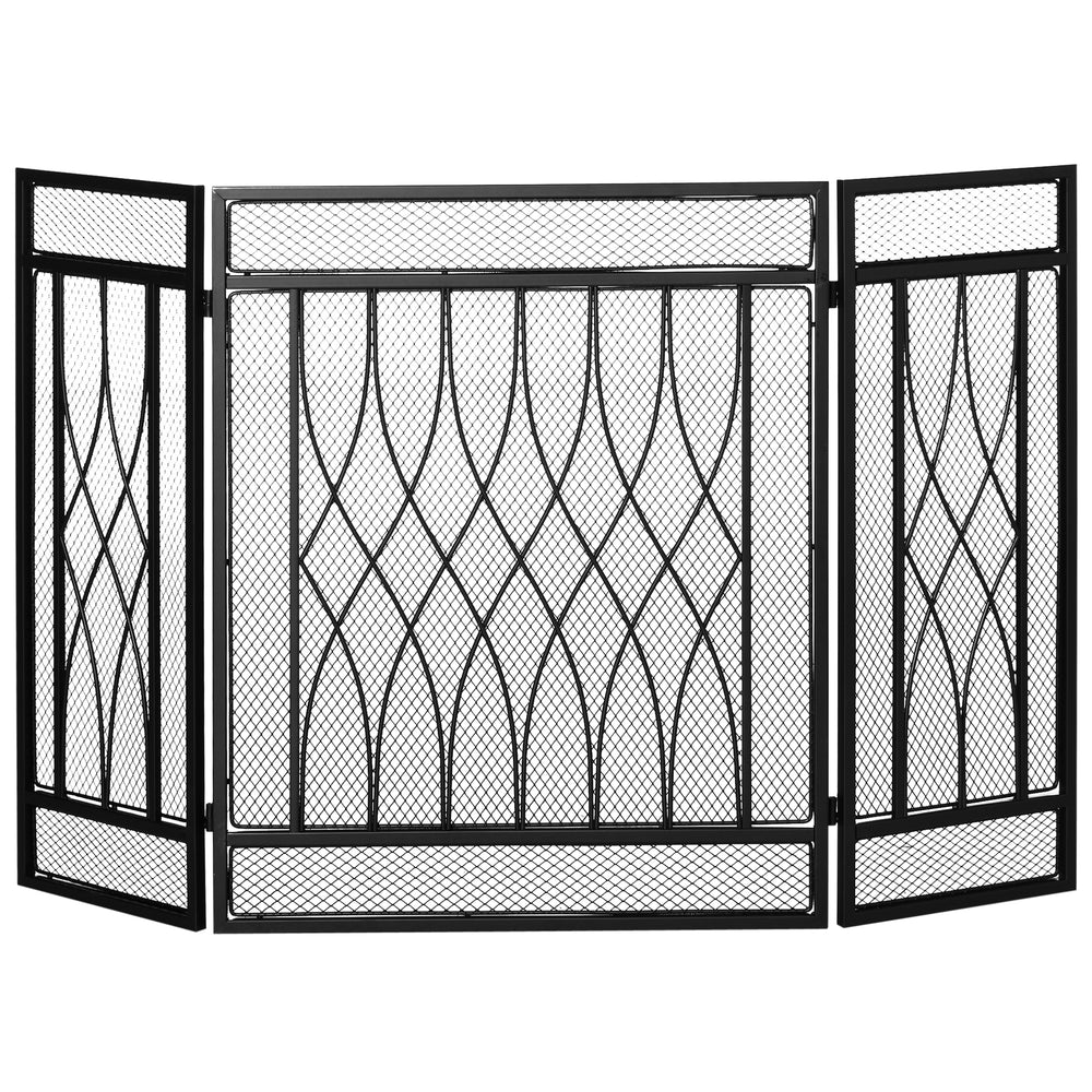 Chic Black Fireplace Screen - Stylish Spark Guard