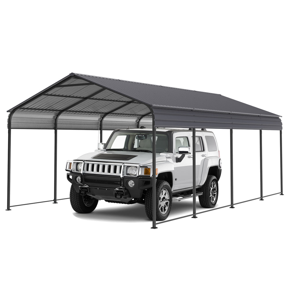 Heavy-Duty Galvanized Metal Carport - Outdoor Storage Canopy for Cars, Boats, and Trucks