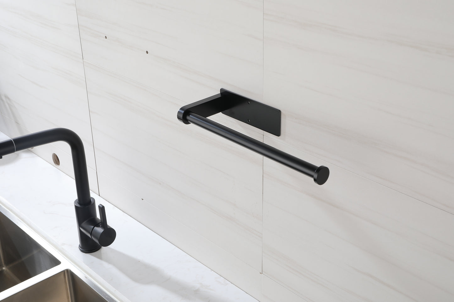 Stick & Store Paper Towel Holders - Sleek Black Duo