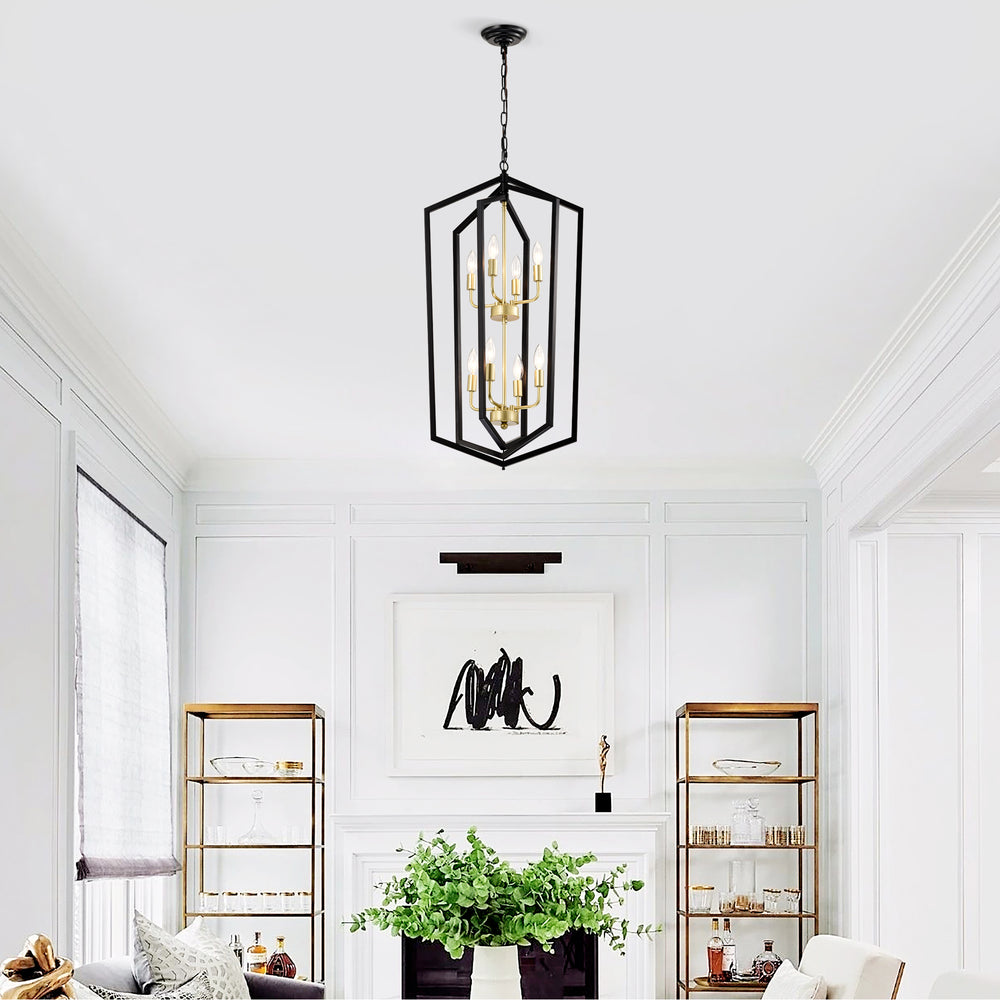 Rustic Black Lantern Chandelier