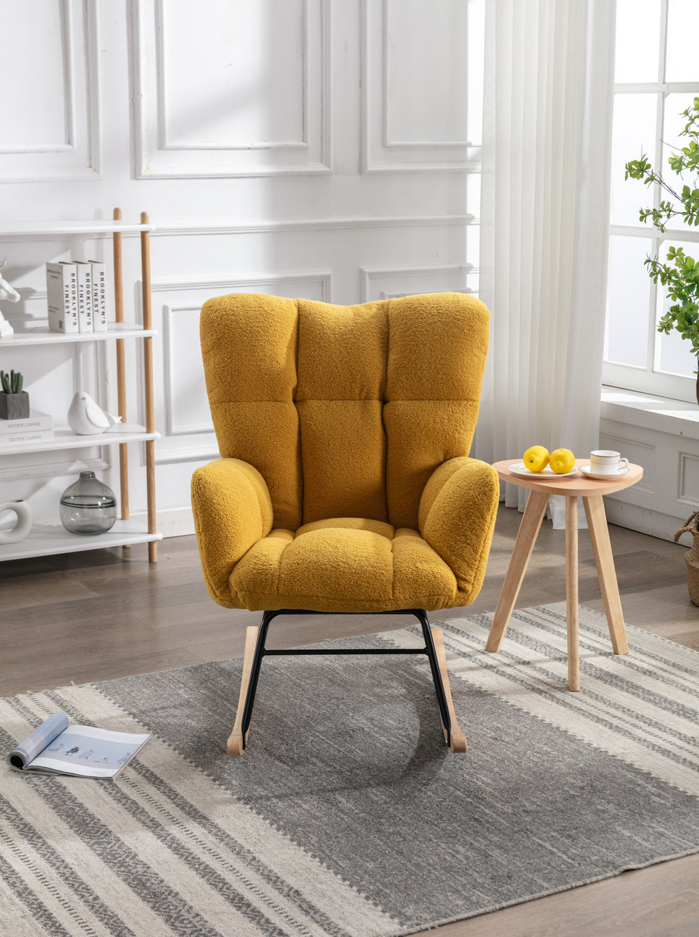 Cozy Yellow Mid-Century Rocking Chair