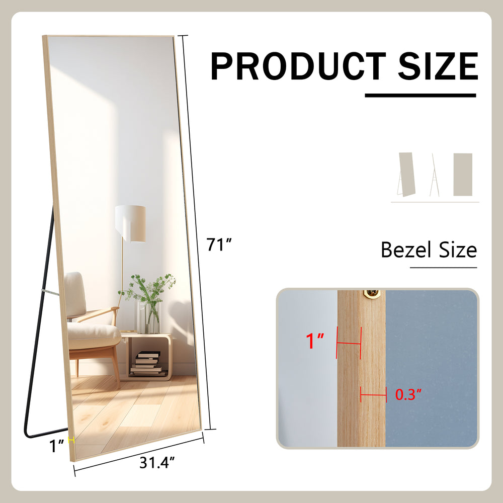 Elegant Full-Length Solid Wood Mirror