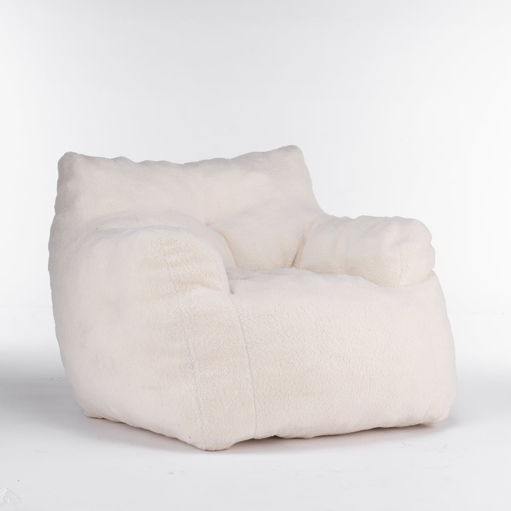 Cozy Teddy Bean Bag Chair in Ivory White