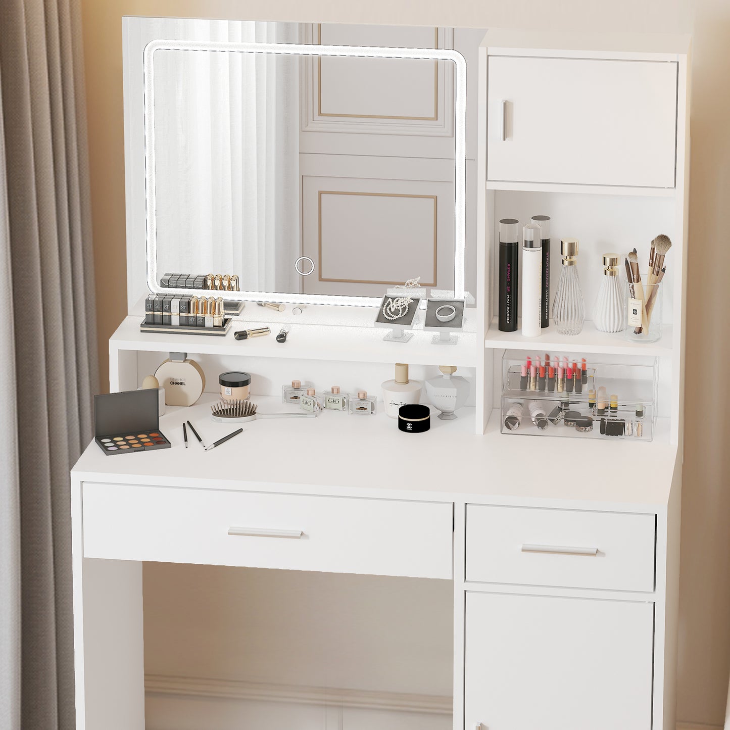 Glow & Style Vanity Desk with Mirror