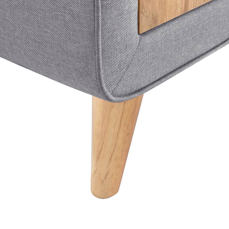Gray Upholstered Nightstand with Drawers
