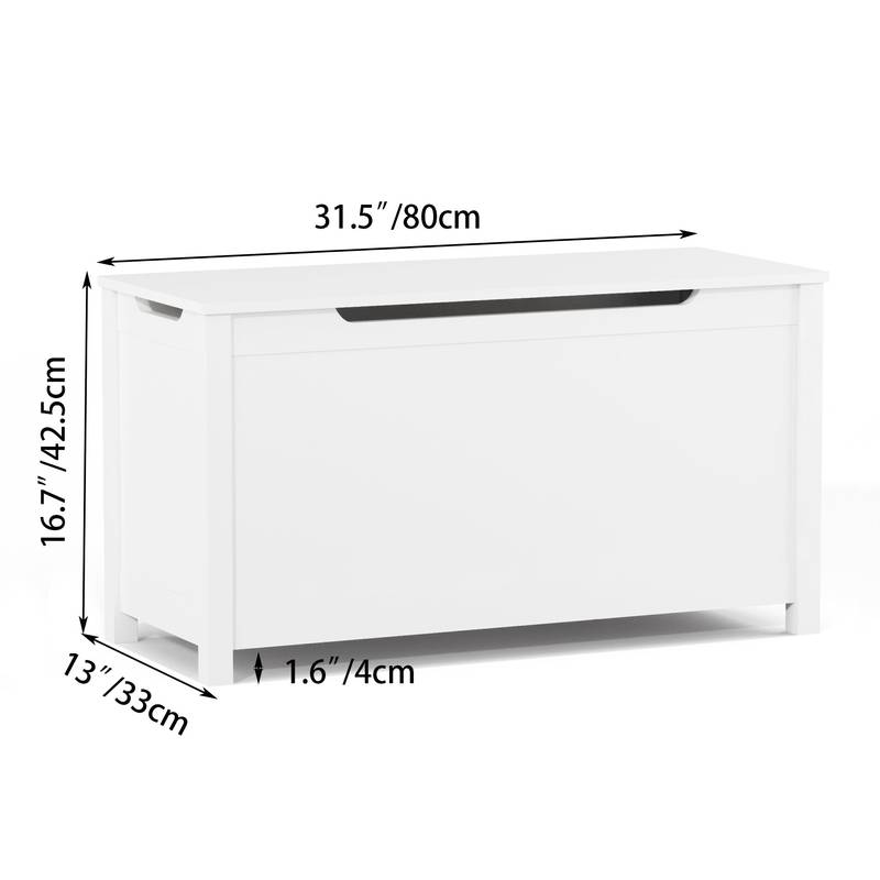 Whimsical White Wooden Toy Box with Safety Lid