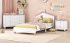 Chic Twin Bedroom Set with Nightstand and Storage Dresser in White and Pink