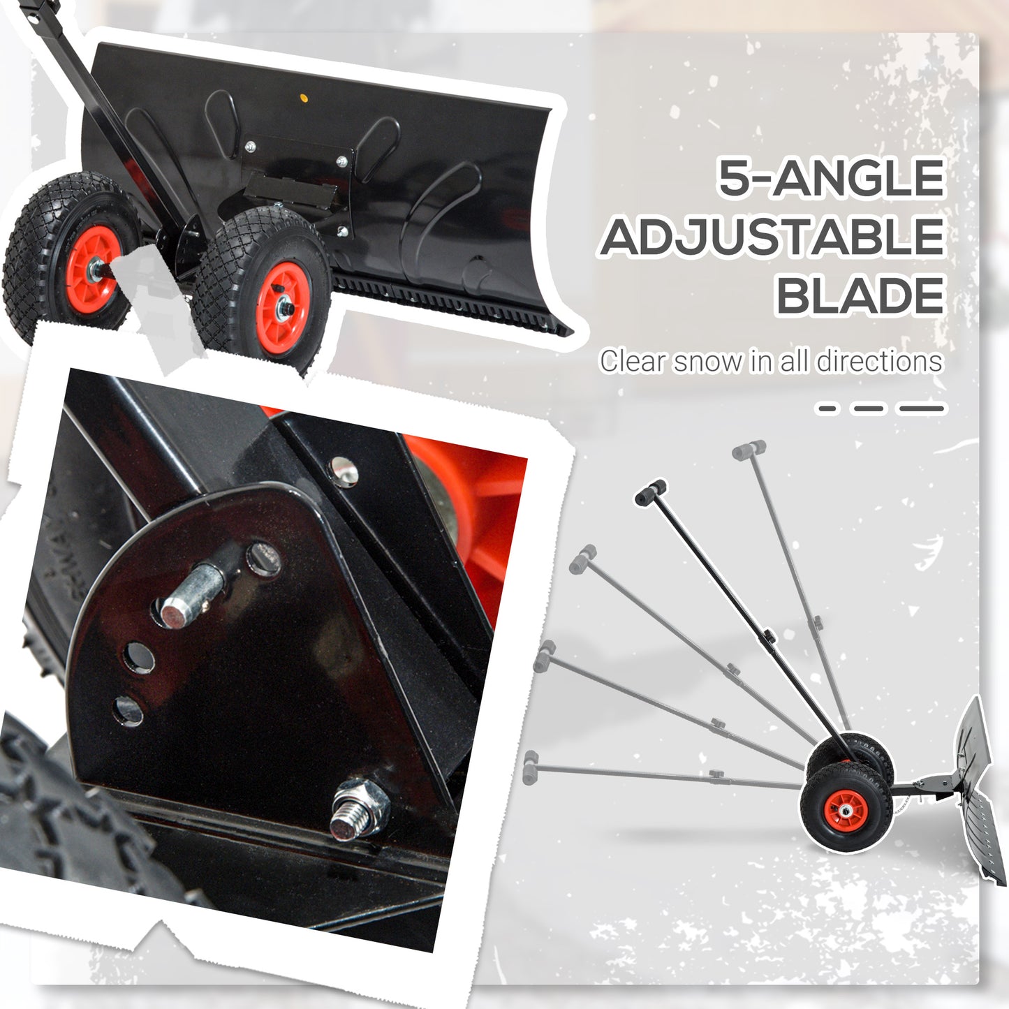 Wheeled Snow Pusher with Adjustable Handle