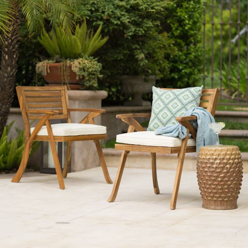 Charming Outdoor Wood Dining Chairs (Set of Two)
