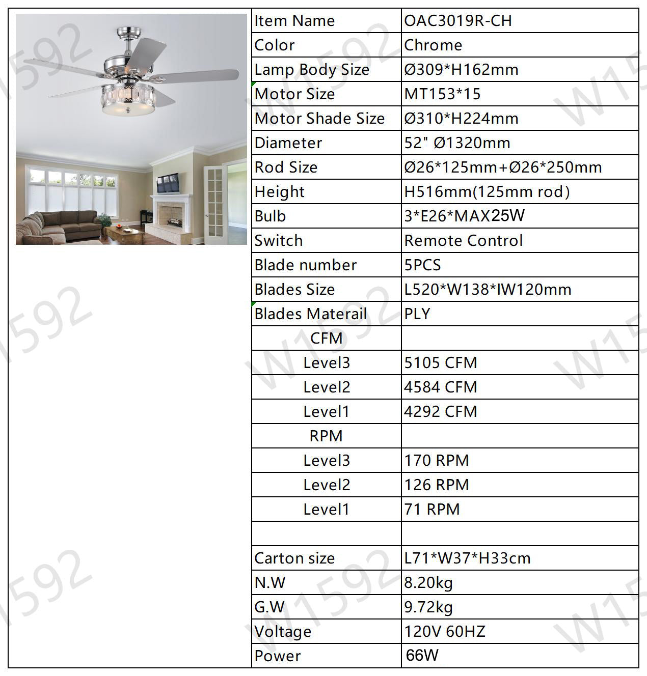 Chic Harmony Ceiling Fan with Remote