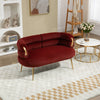 Chic Curved Loveseat in Wine Red