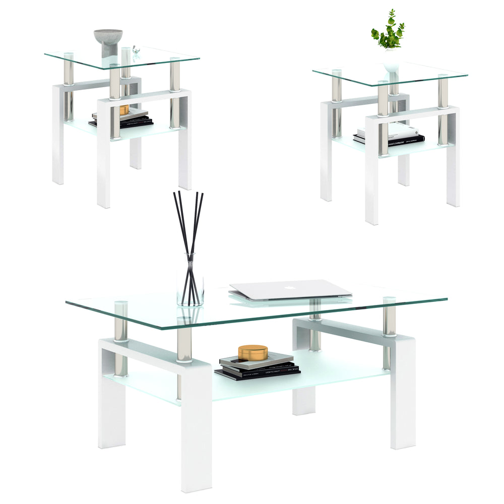 Chic Glass Side Tables Set