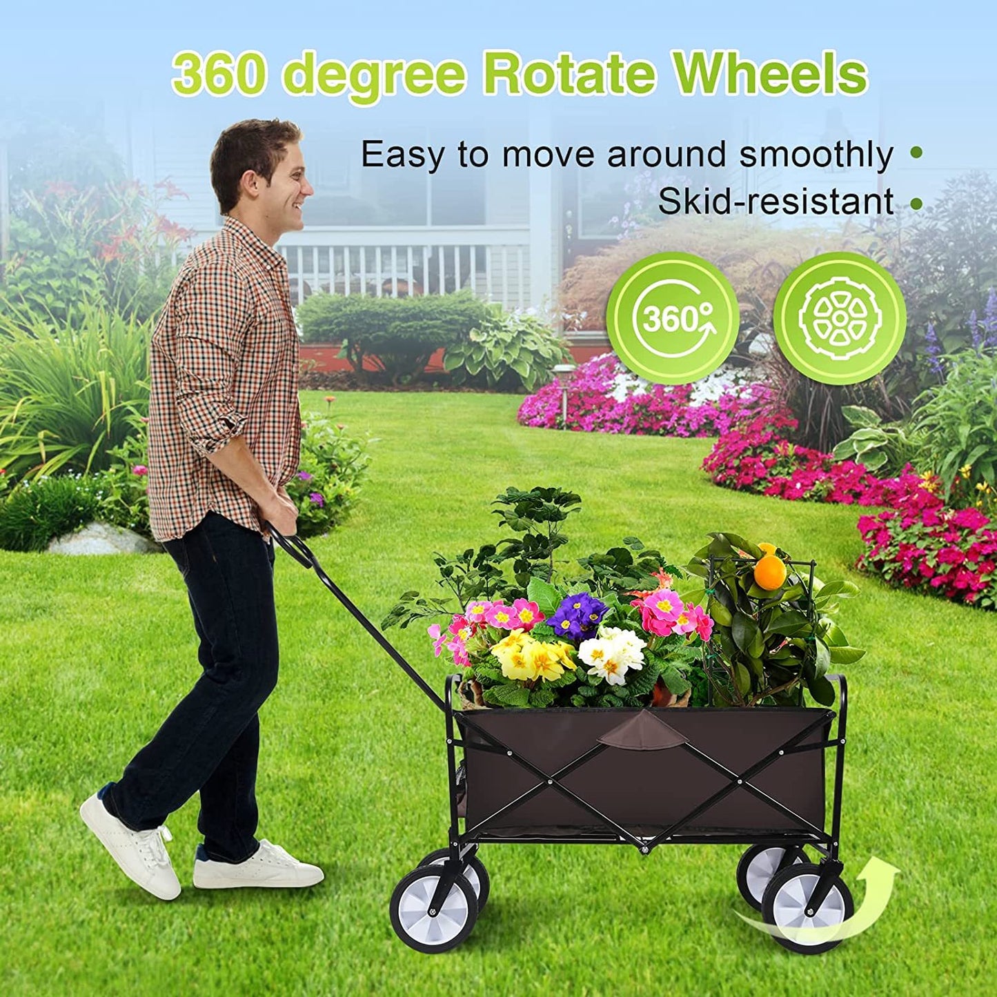 Versatile Garden Wagon with Swivel Wheels