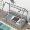 Cozy House-Style Twin Bed with Fenced Guardrails