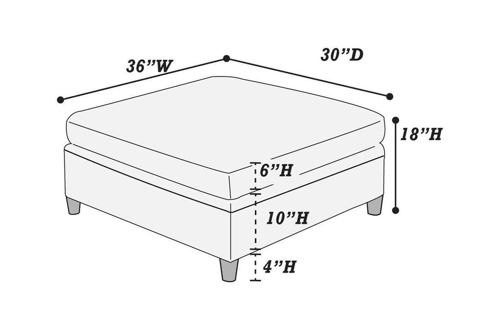 Cozy Grey Ottoman with Wooden Legs