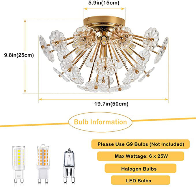 Sparkling Gold Burst Ceiling Light