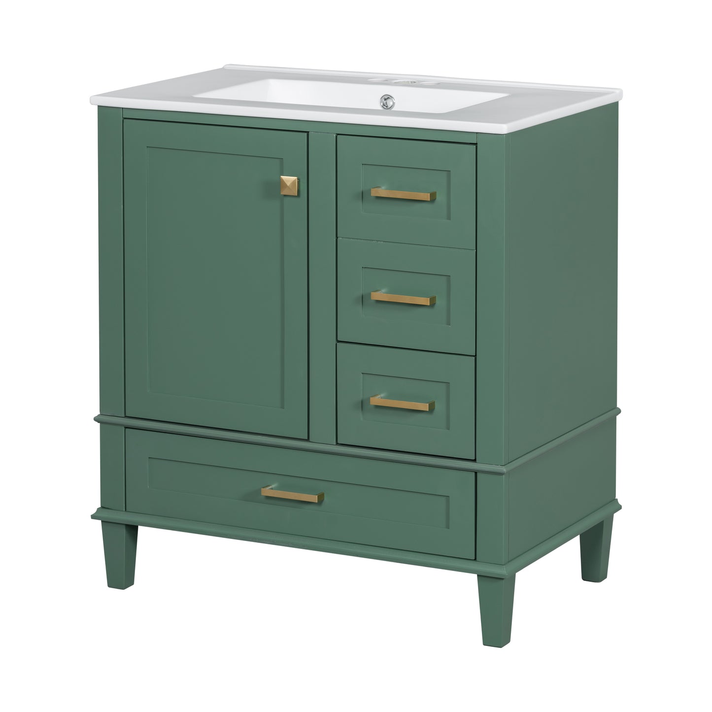 Chic Green Bathroom Vanity with Sink and Soft-Close Drawers