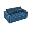 Blue Velvet Dream Sofa Bed: Foldable, Adjustable & USB-Ready