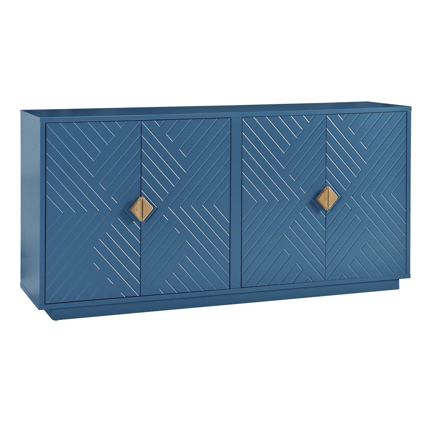 Chic Navy Sideboard with Stylish Handles & Adjustable Shelves