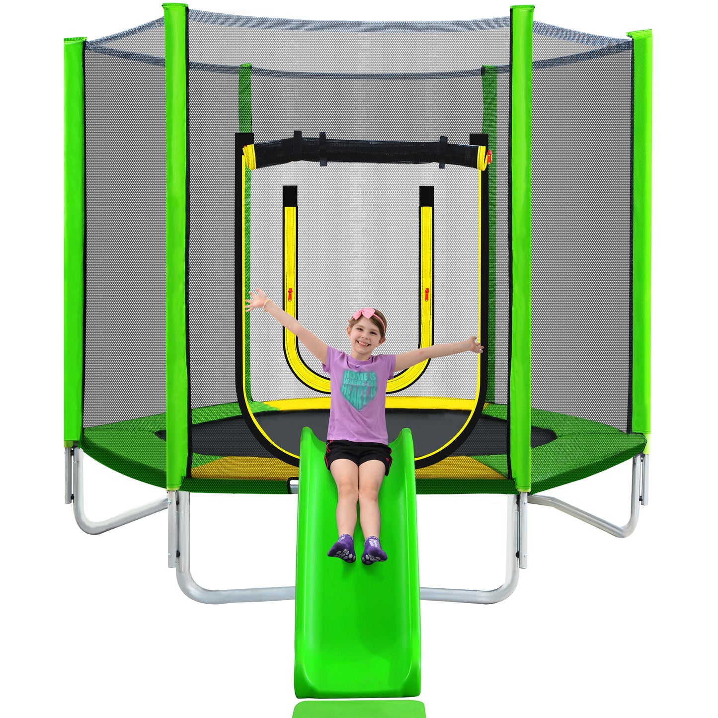 Jump & Play Trampoline with Safety Net and Slide