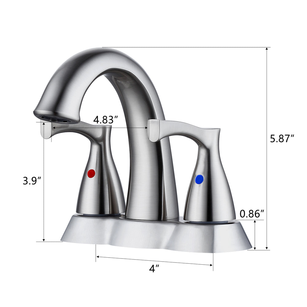 Brushed Nickel Dual-Handle Bathroom Faucet with Pop-Up Drain