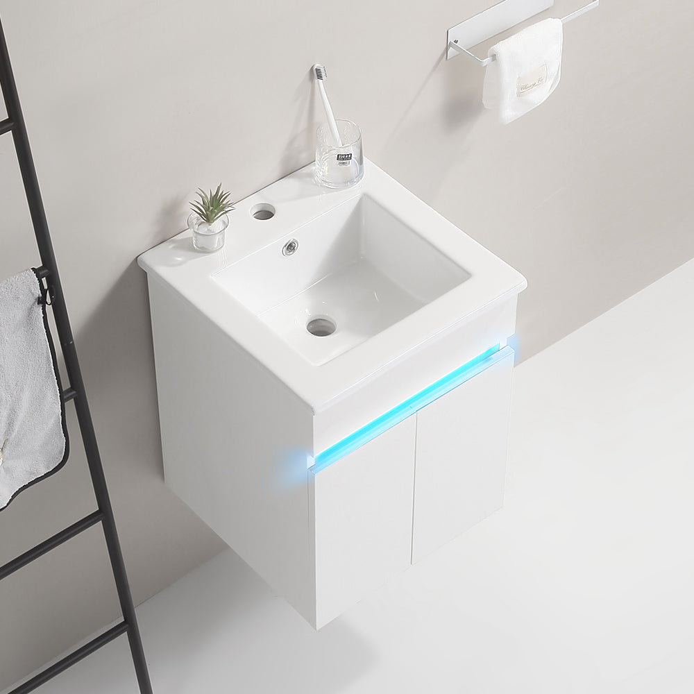 Sleek Wall-Mounted Bathroom Vanity with Sensor Light