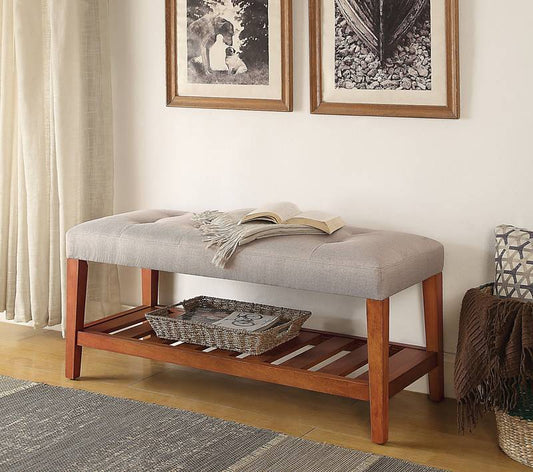 Cozy Charla Bench in Chic Gray & Oak