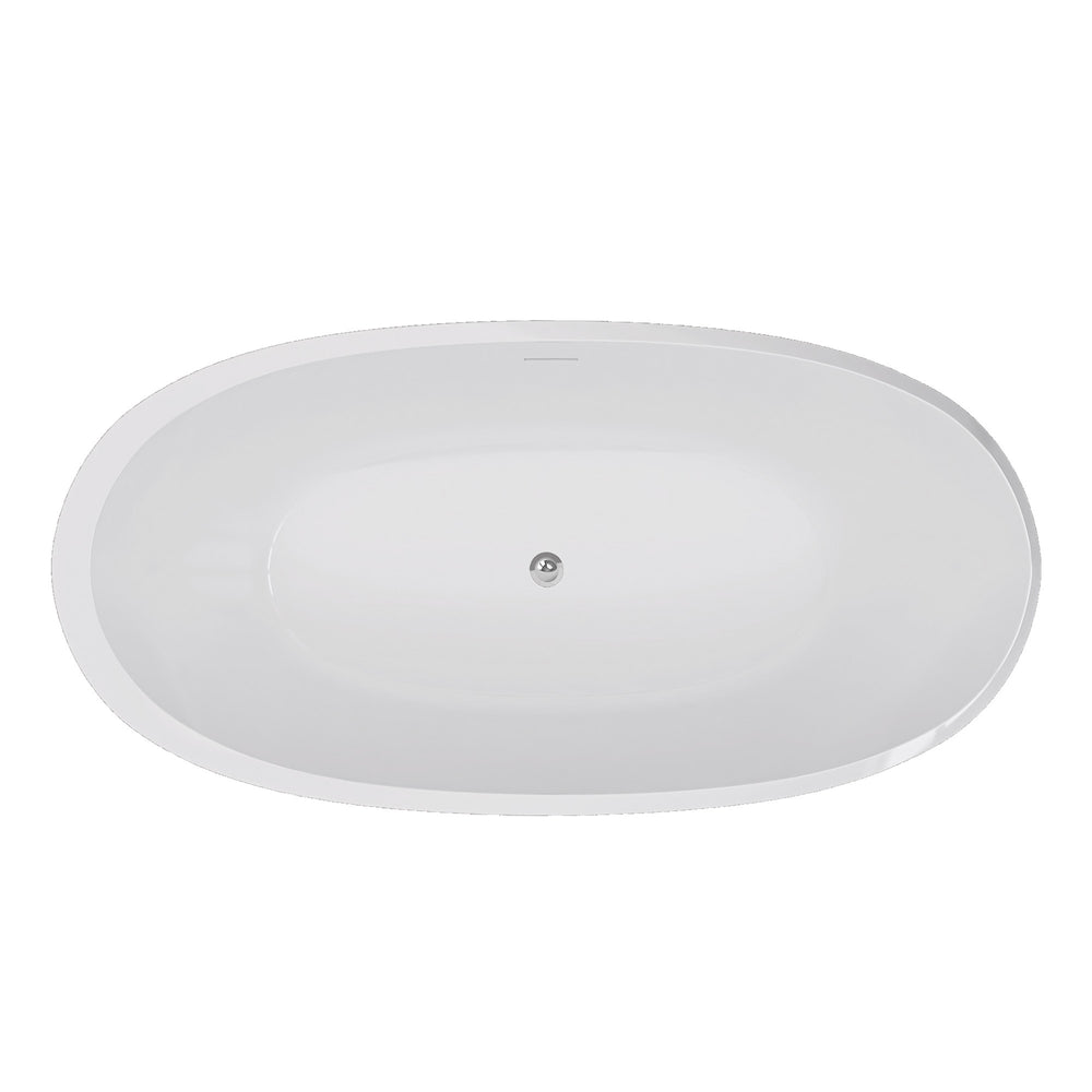 Sleek White Freestanding Soaking Tub with Easy Drain