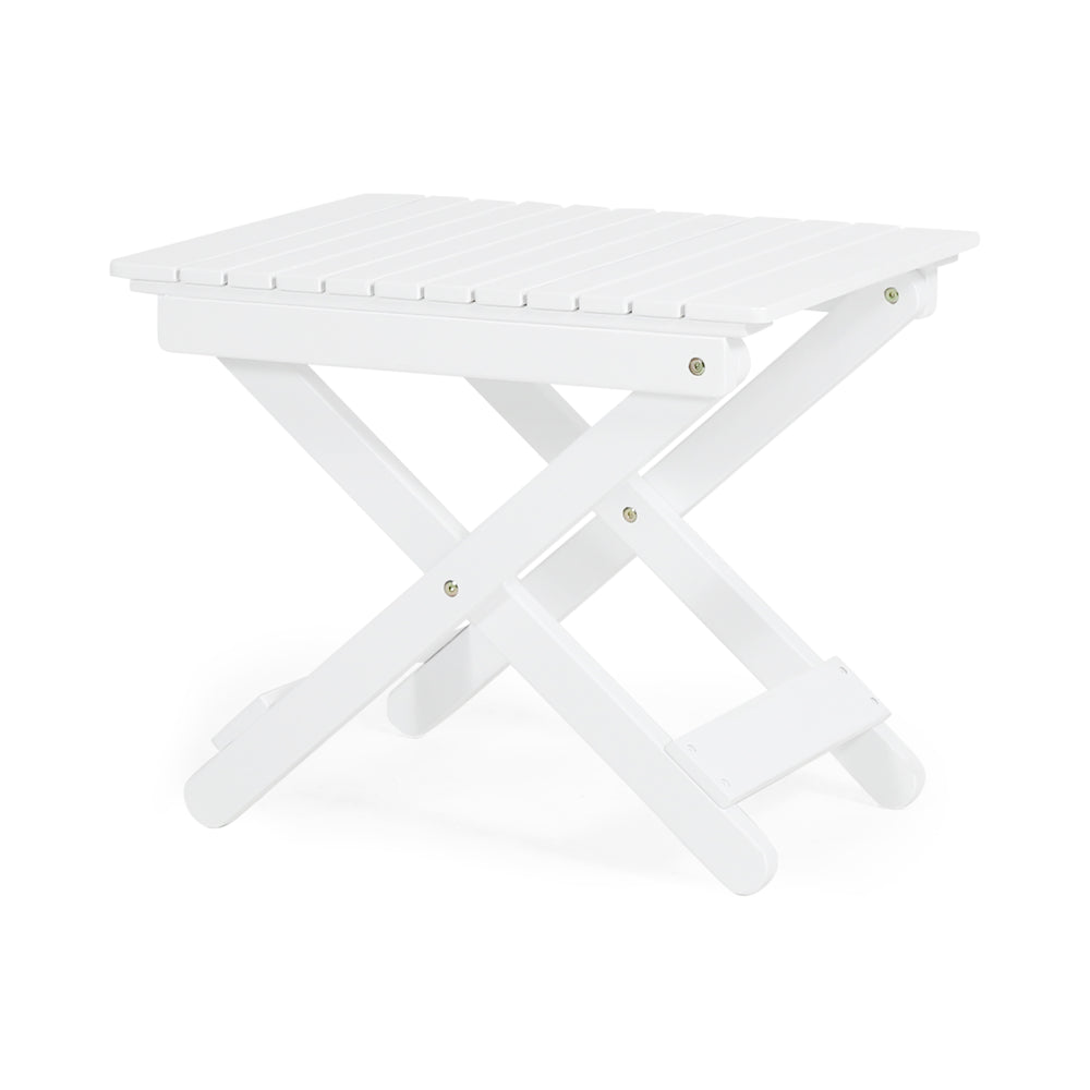 Chic White Folding Wood Side Table